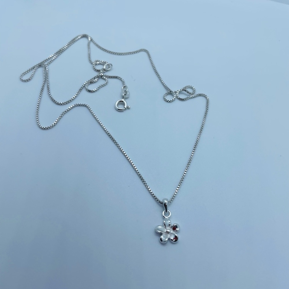 Sterling silver small plumeria necklace